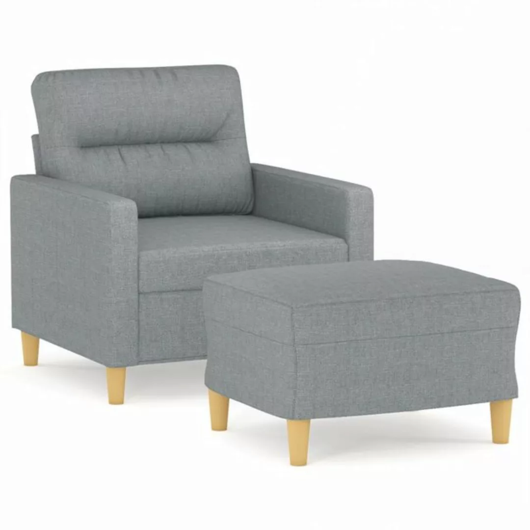 vidaXL Sofa Sessel mit Hocker 60 cm Stoff, Hellgrau günstig online kaufen