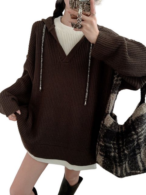 AUKUU Strickpullover Kapuzenpullover Oberteil fürFrauen modisch locker gest günstig online kaufen