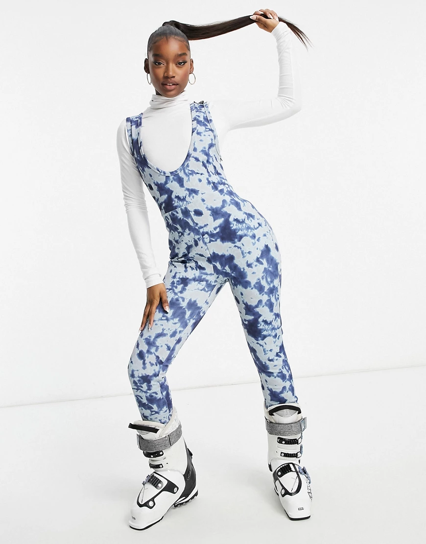 Missguided – Ski-Latzhose mit blauem Batikmuster-Lila günstig online kaufen