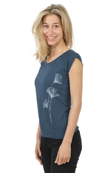 Bambus Shirt Fairwear Für Damen "Ginkgo" In Denim Blue günstig online kaufen