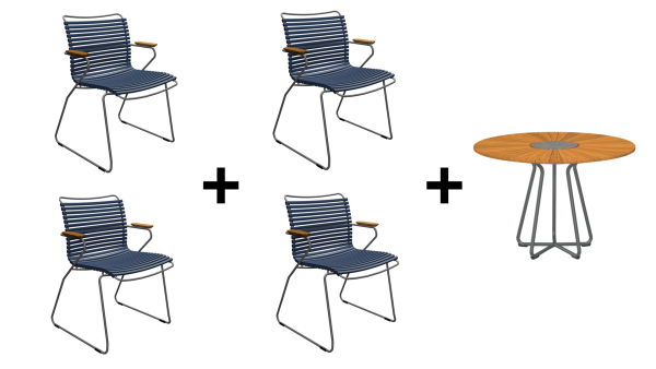 Sparset 5 tlg. Tisch Circle Ø110 Stühle dunkelblau günstig online kaufen