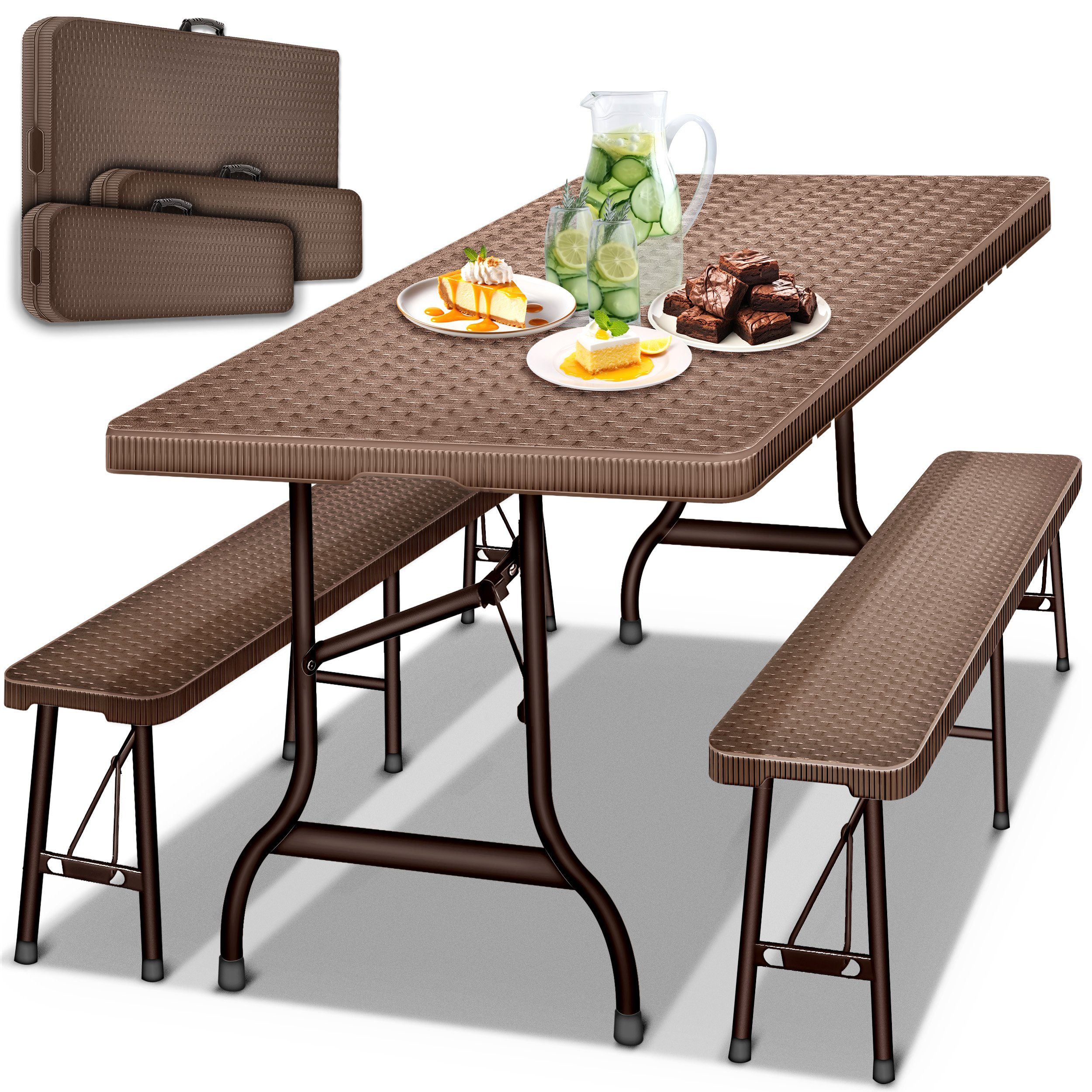 tillvex Bierzeltgarnitur klappbar 3-teilig Set Rattan günstig online kaufen