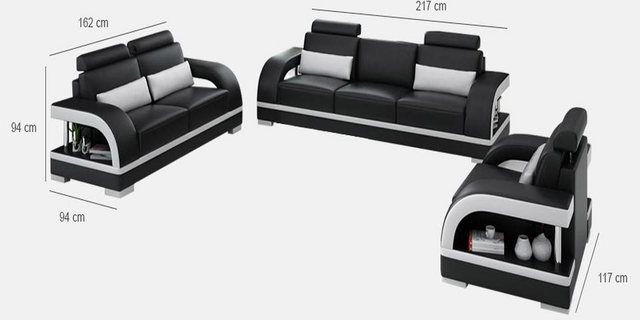 Xlmoebel Sofa Neu Zitadelle O/W Designer Ledersofa Set 3+2+1 Garnitur Sofa günstig online kaufen