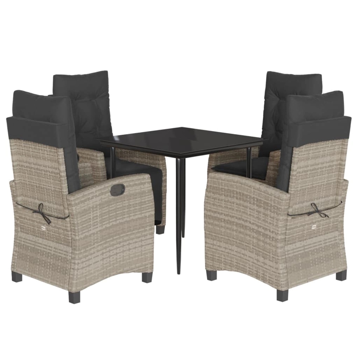 vidaXL 5-Tlg Garten-Essgruppe mit Kissen Hellgrau Poly Rattan 3212844 günstig online kaufen