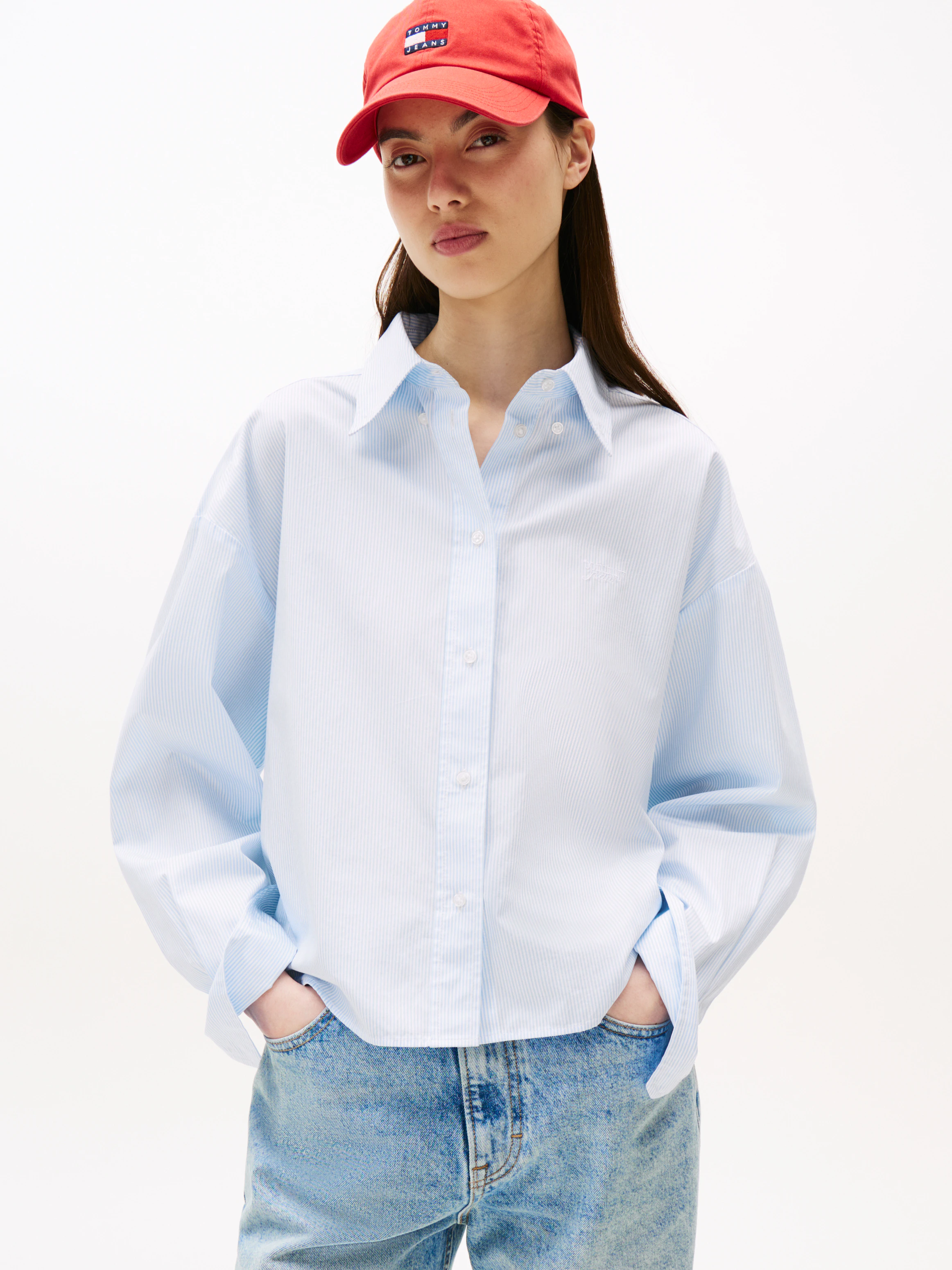 Tommy Jeans Hemdbluse "TJW REG CROP STRIPE POPLIN SHIRT" günstig online kaufen