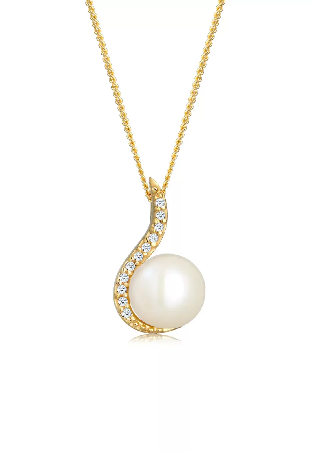 Elli DIAMONDS Perlenkette "Klassisch Perle Diamant (0.055 ct.) 585 Gelbgold günstig online kaufen