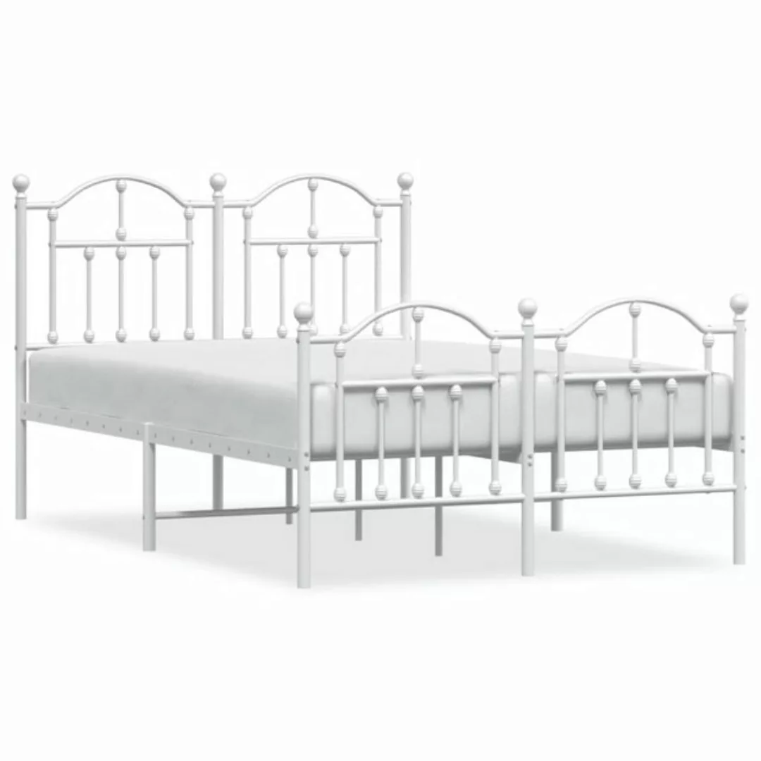 furnicato Bett Bettgestell mit Kopf- und Fußteil Metall Weiß 120x200 cm günstig online kaufen