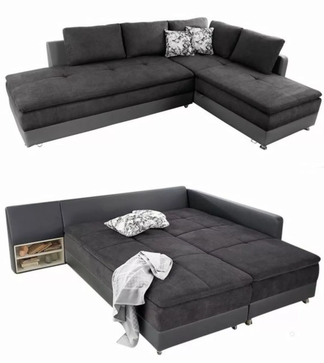 luma-home Ecksofa 15105, Dauerschläfer 306x223 cm, Schwenkteil links, Bettk günstig online kaufen