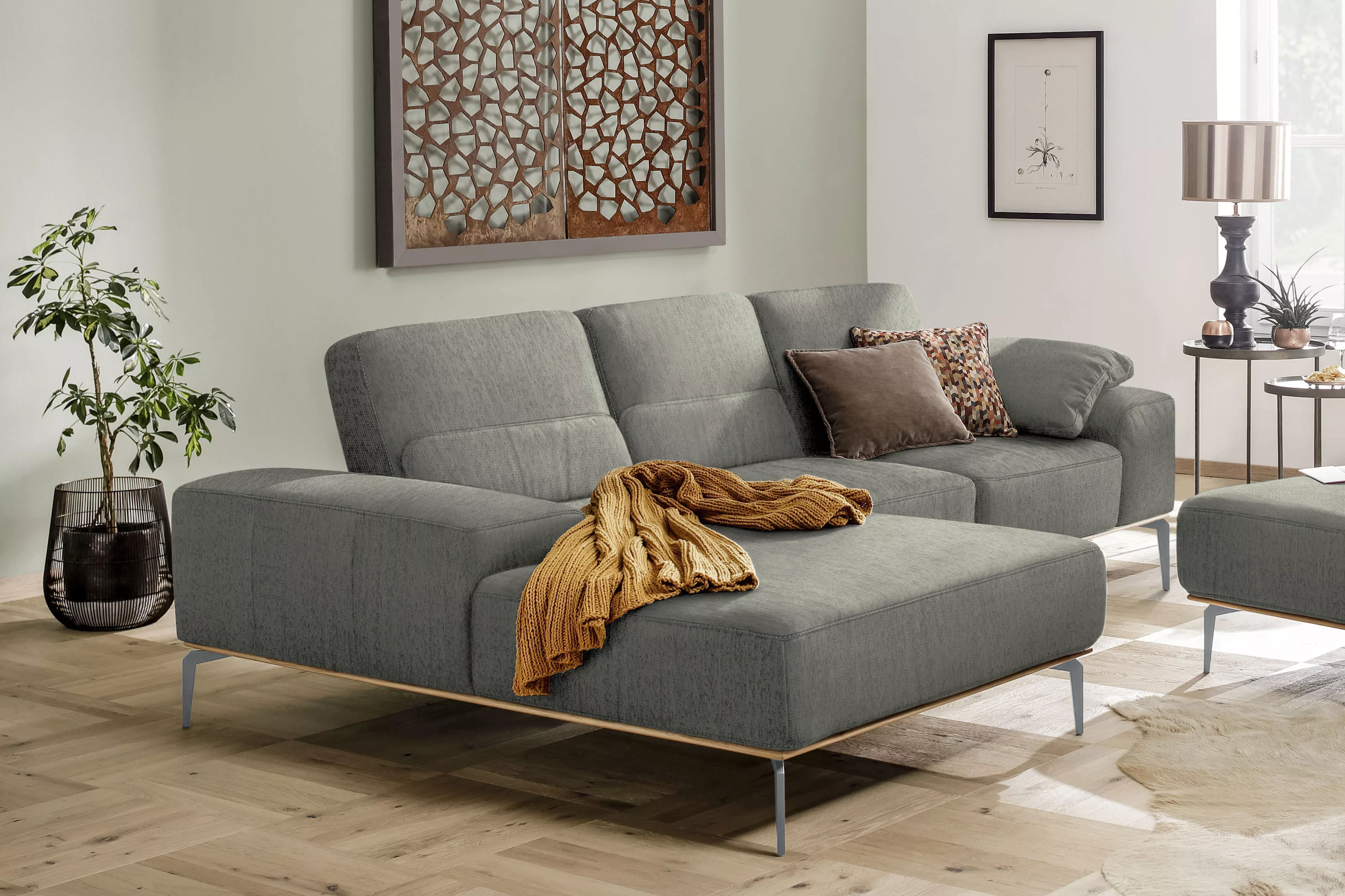 W.SCHILLIG Ecksofa run, mit elegantem Holzsockel, Füße in Silber matt, Brei günstig online kaufen