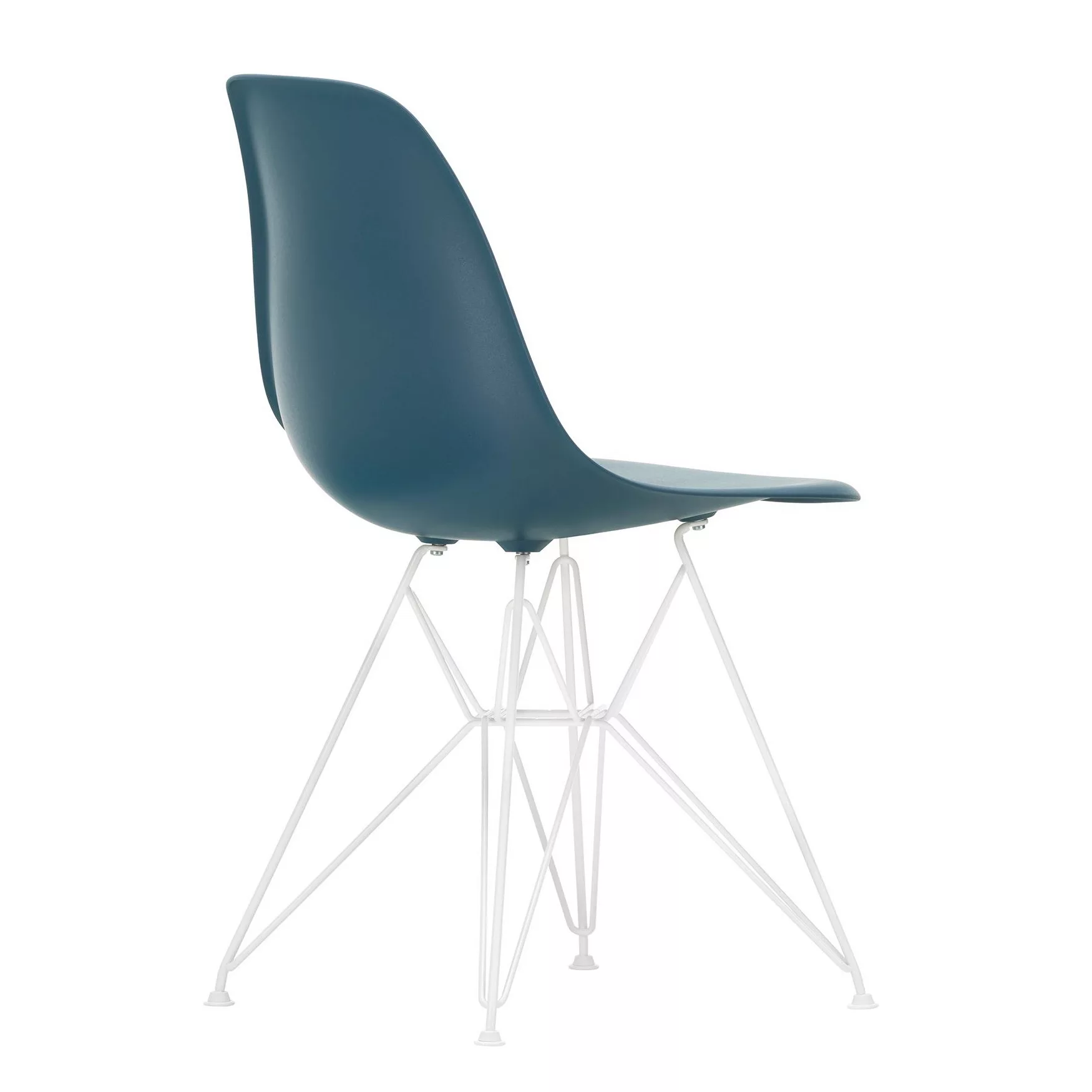 Vitra - Eames Plastic Side Chair DSR Gestell weiß - meerblau/Sitzschale Pol günstig online kaufen