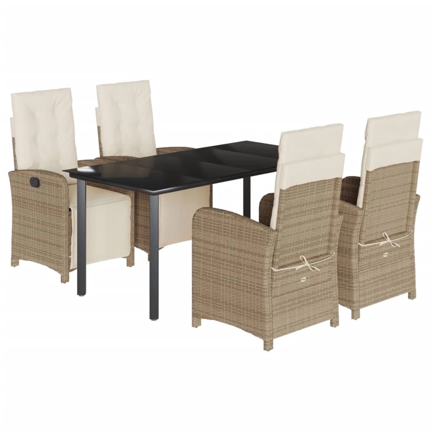 vidaXL 5-Tlg Garten-Essgruppe mit Kissen Beige Poly Rattan 3212580 günstig online kaufen