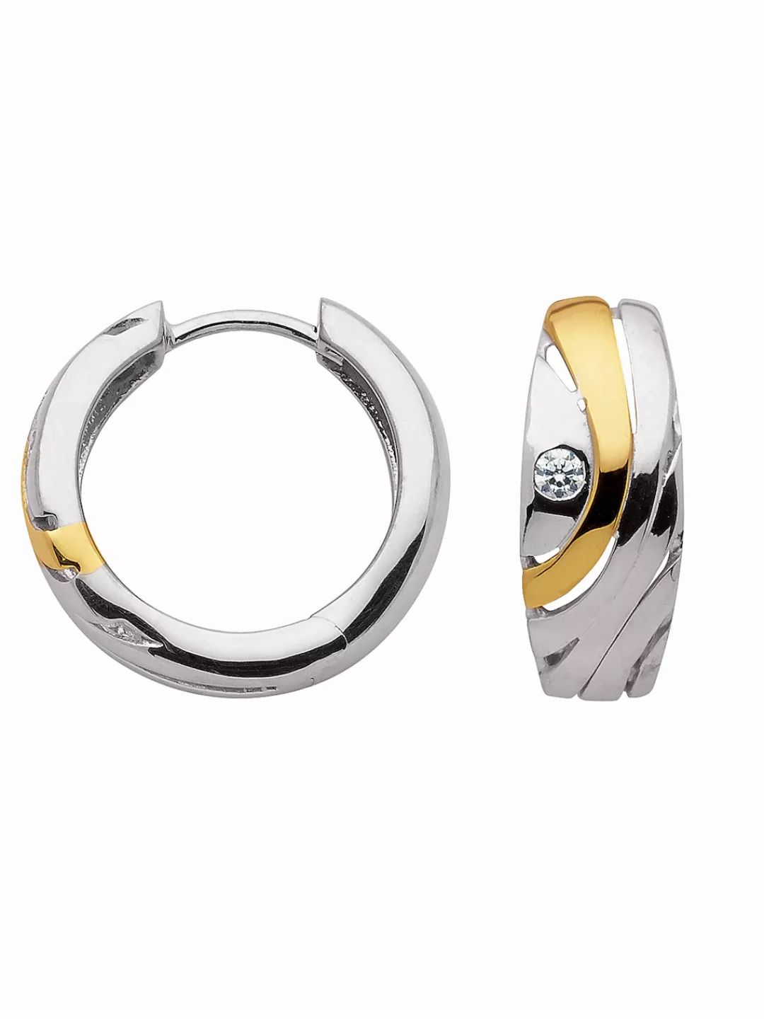 Adelia´s Paar Ohrhänger "925 Silber Ohrringe Creolen mit Zirkonia Ø 16,9 mm günstig online kaufen