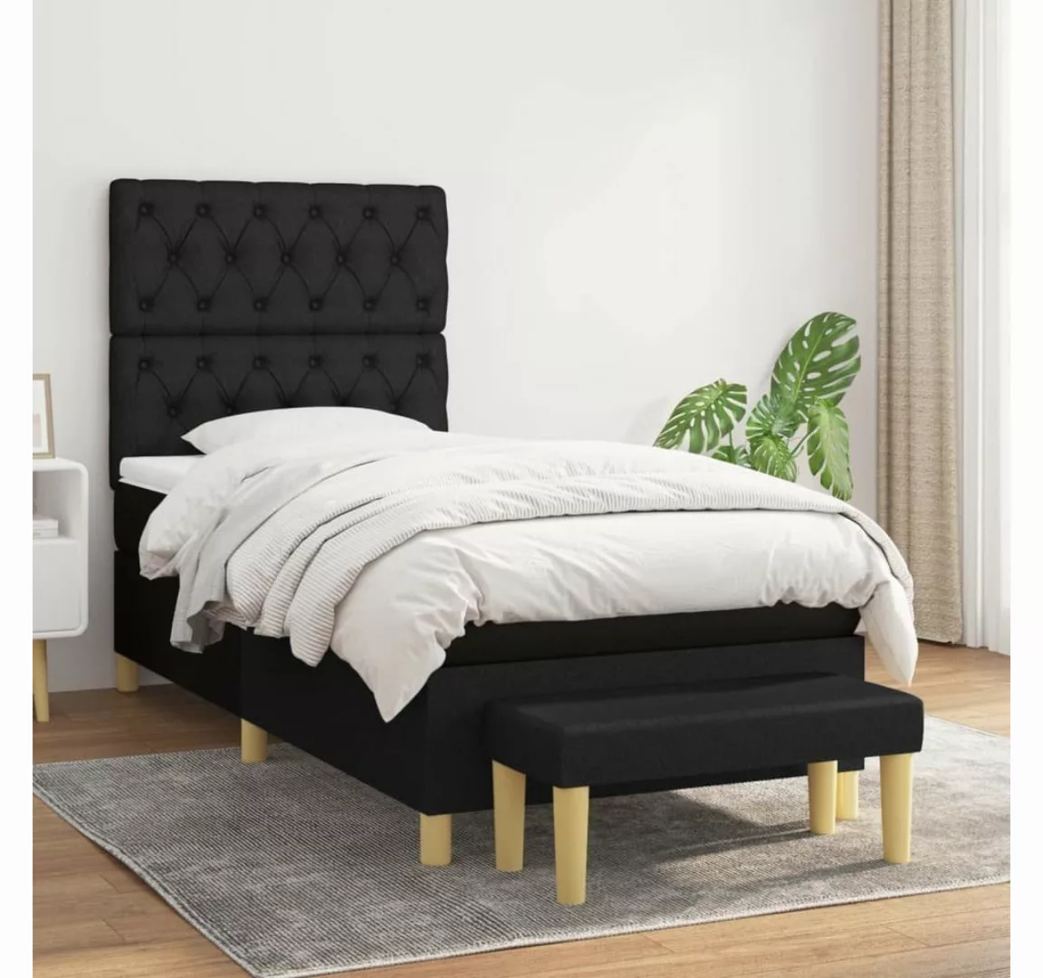 furnicato Bett Boxspringbett mit Matratze Schwarz 80x200 cm Stoff günstig online kaufen