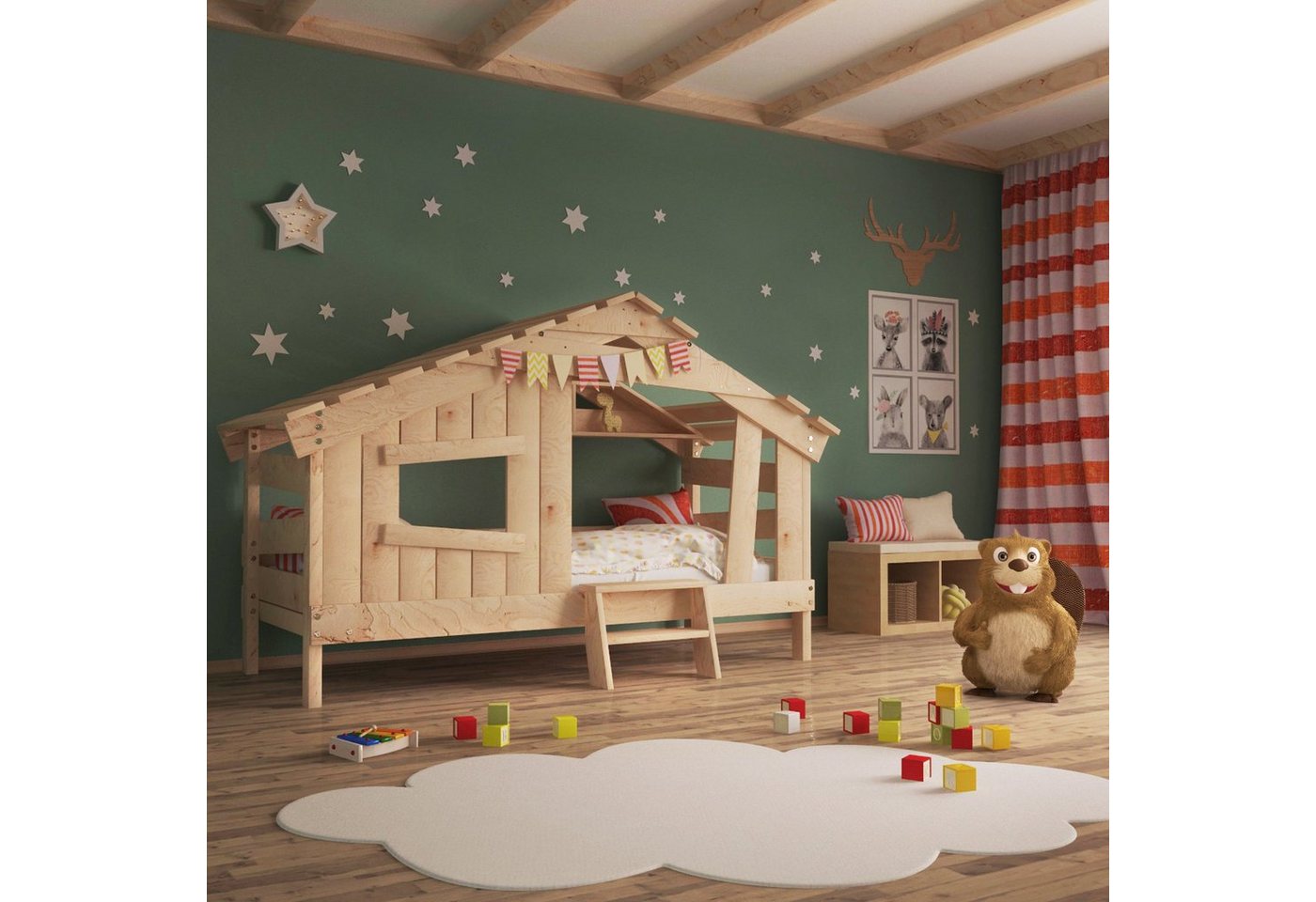 bibex Kinderbett APART CHALET Kinderbett, Jugendbett, Spielbett, naturbelas günstig online kaufen