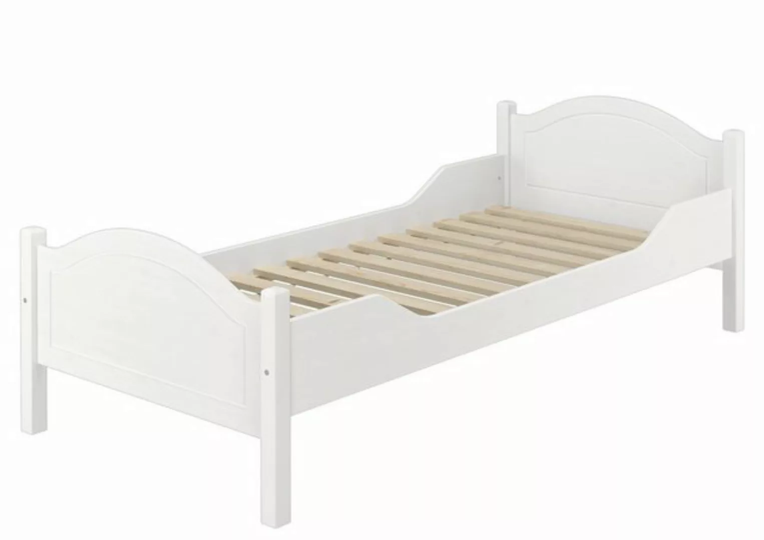 ERST-HOLZ Bett Weißes Massivholzbett 100x200 mit Rost, Kieferwaschweiß günstig online kaufen