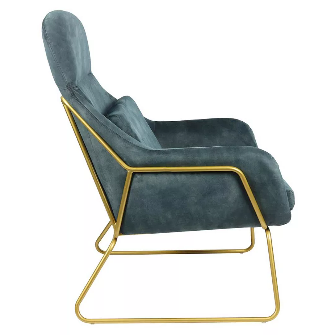 Ausgefallener Sessel aus Samtvelours Blau Metall Messingfarben günstig online kaufen