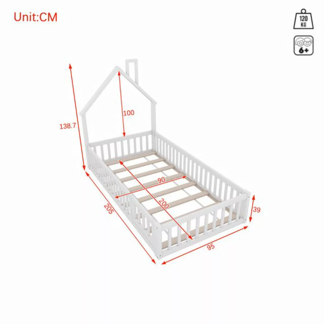 KoDise Kinderbett Holzbett Bettgestell mit einem Sicherheitsgitter&Lattenro günstig online kaufen