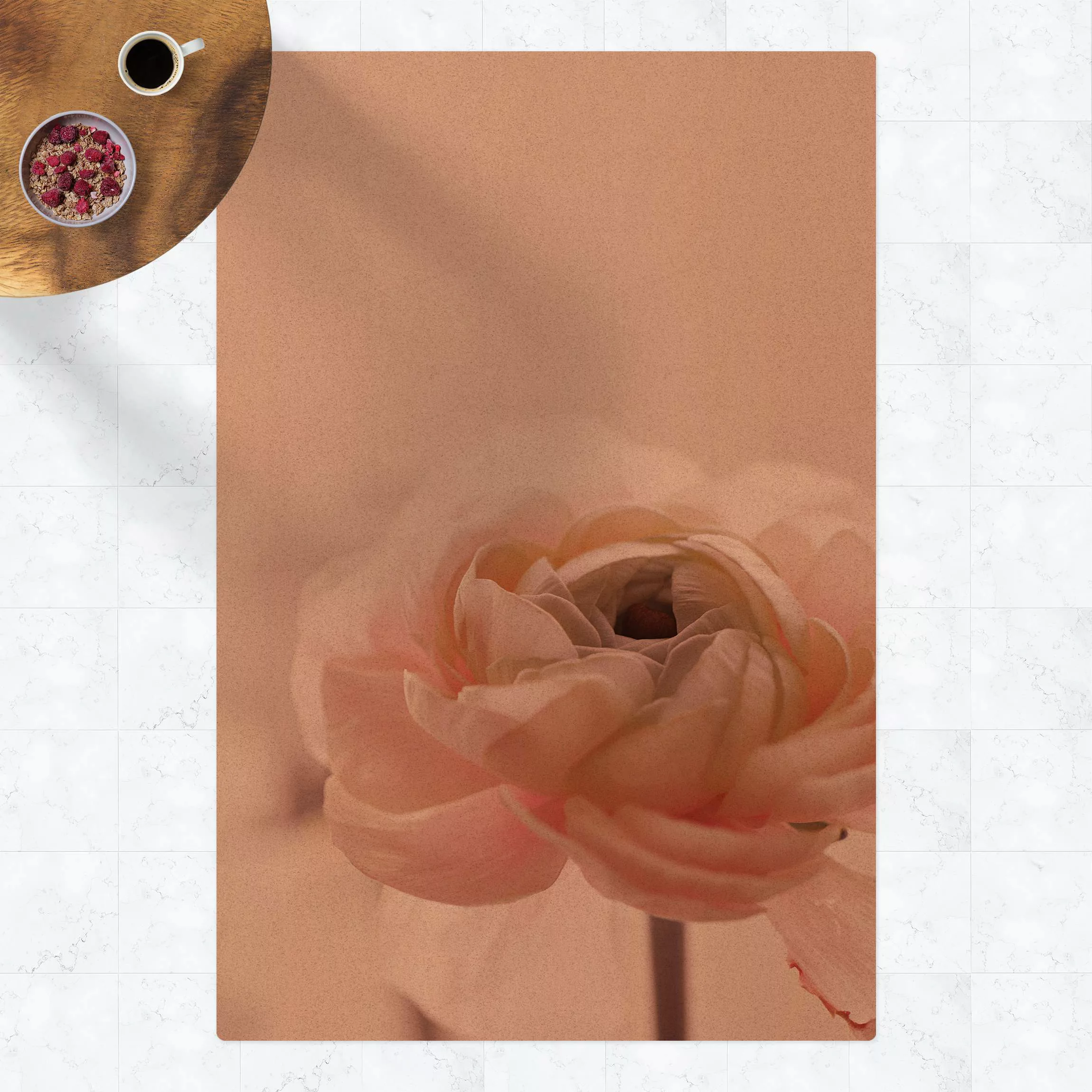 Kork-Teppich Rosa Blüte im Fokus günstig online kaufen
