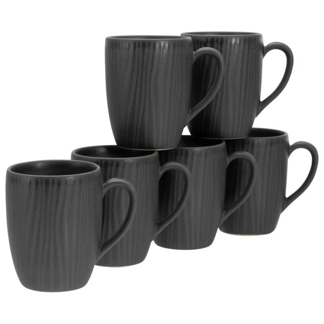 CreaTable Kaffeebecherset Vesuvio Black schwarz Steinzeug 6 tlg. günstig online kaufen