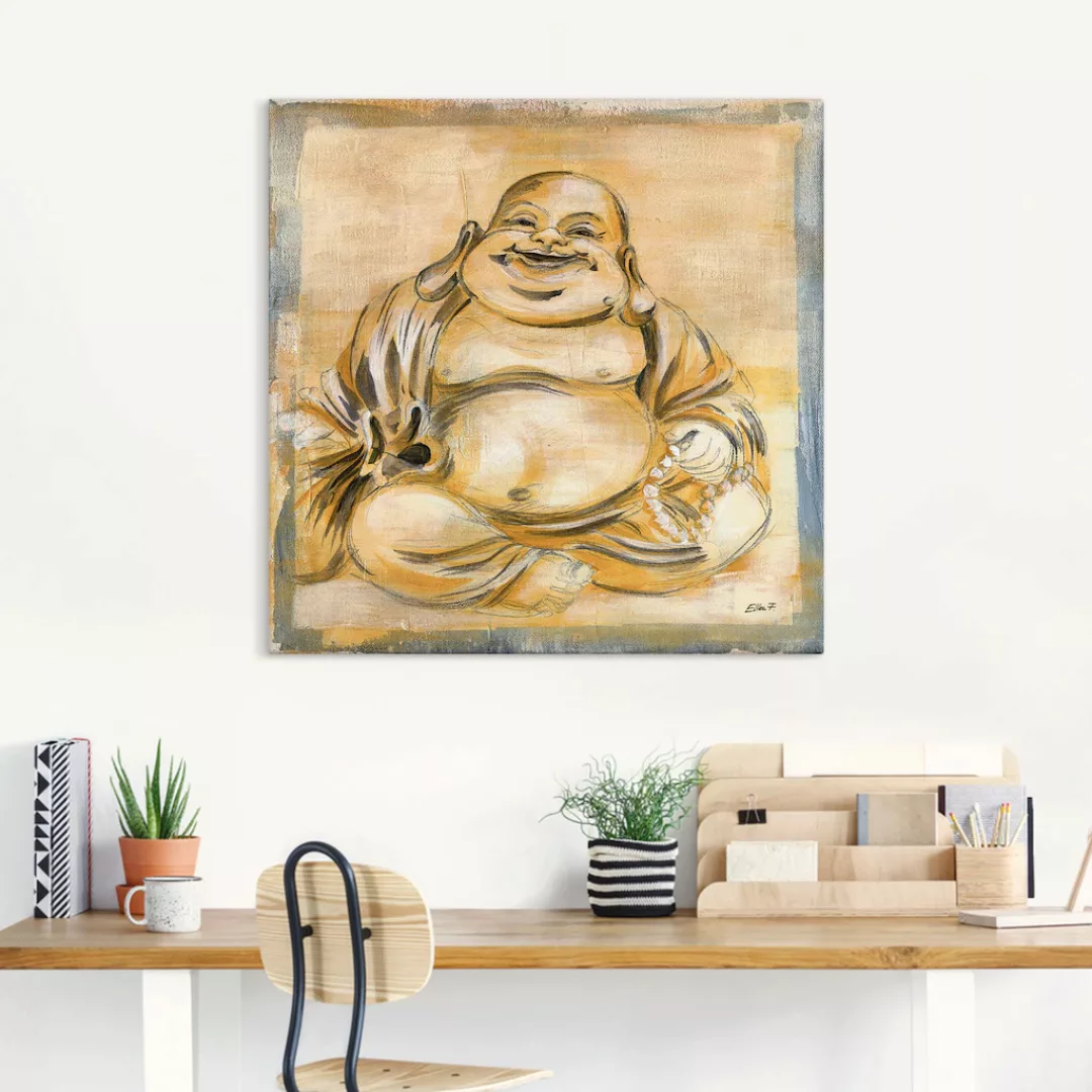 Artland Wandbild "Fröhlicher Buddha I", Religion, (1 St.), als Leinwandbild günstig online kaufen