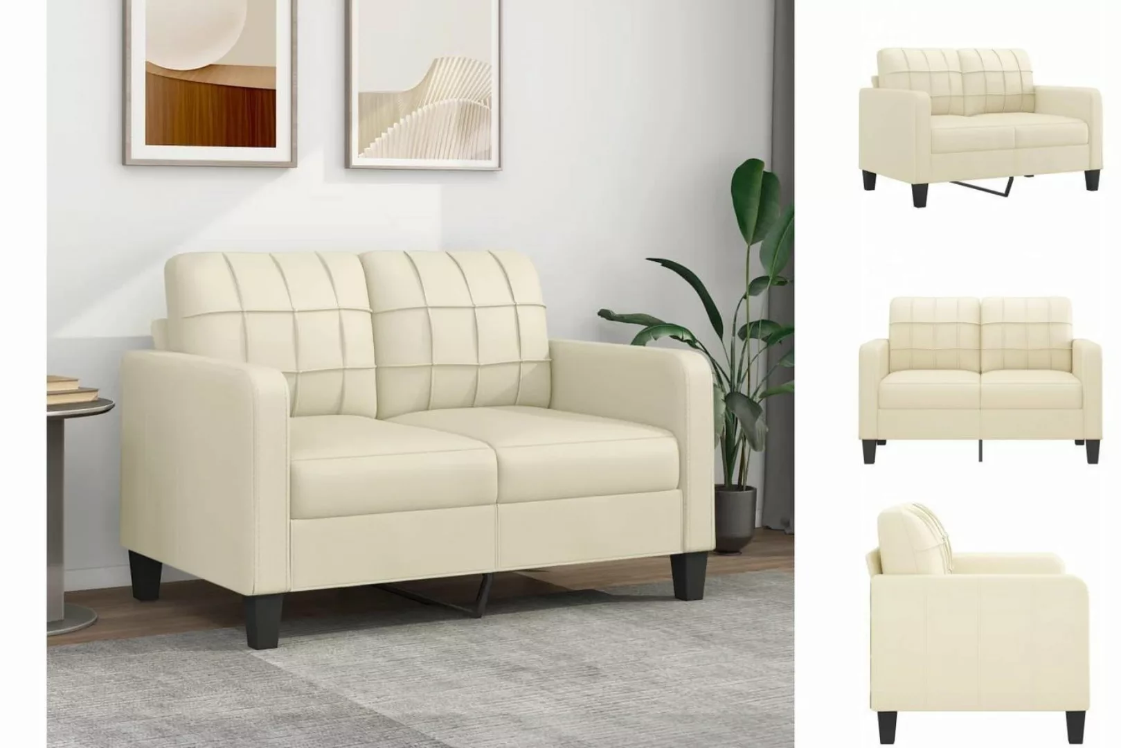 vidaXL Sofa 2-Sitzer-Sofa Couch Creme 120 cm Kunstleder günstig online kaufen