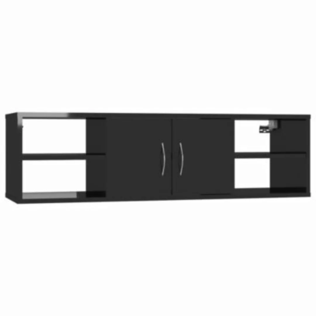 Wandregal Hochglanz-schwarz 102x30x29 Cm Spanplatte günstig online kaufen