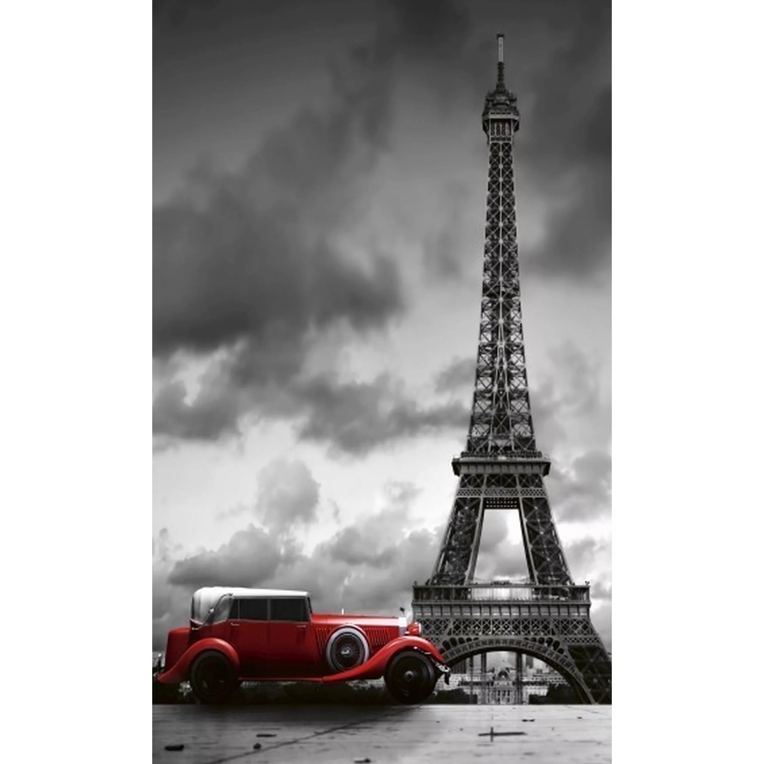 Fototapete RETRO CAR IN PARIS | MS-2-0027 | Schwarz | Digitaldruck auf Vlie günstig online kaufen