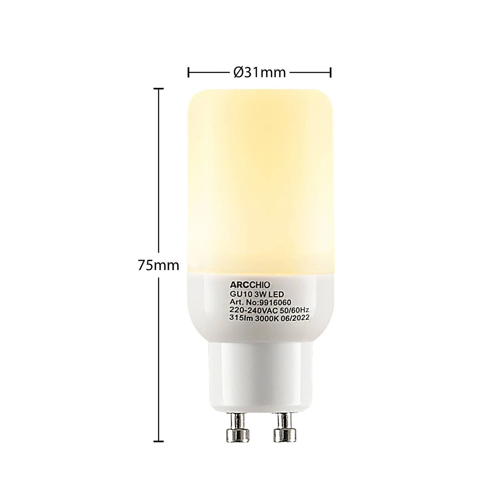 Arcchio LED-Lampe in Röhrenform GU10 3W 3.000K günstig online kaufen