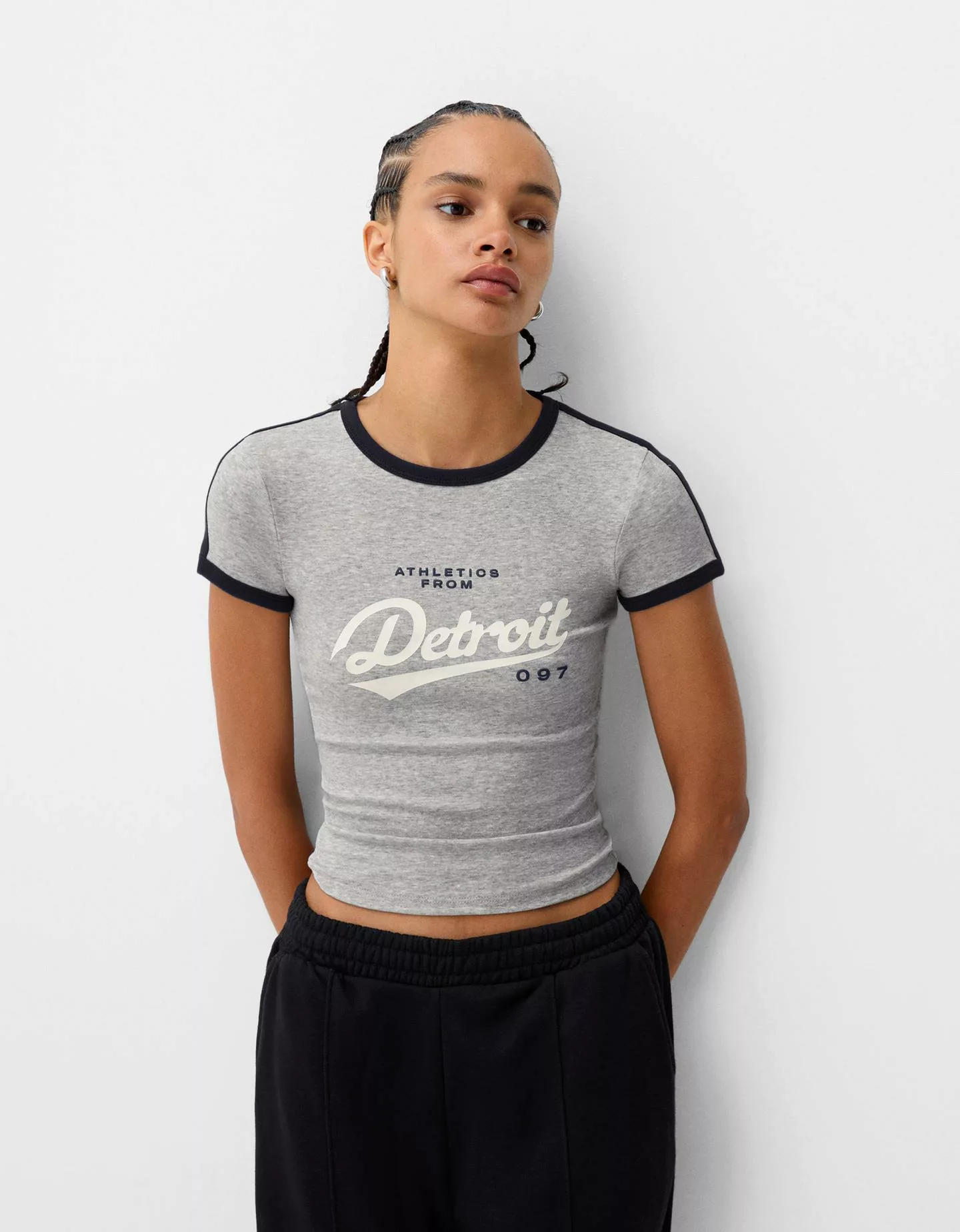 Bershka T-Shirt Mit Print Damen 10-12 Grau günstig online kaufen