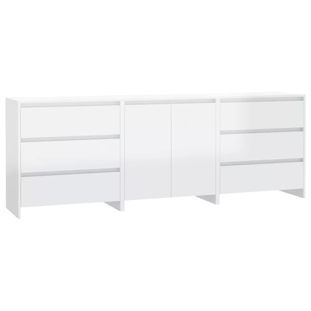 Vidaxl 3-tlg. Sideboard Hochglanz-weiß Holzwerkstoff günstig online kaufen