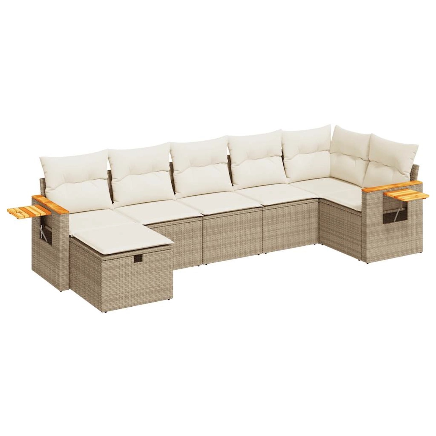 vidaXL 7-Tlg Garten-Sofagarnitur mit Kissen Beige Poly Rattan 3325985 günstig online kaufen