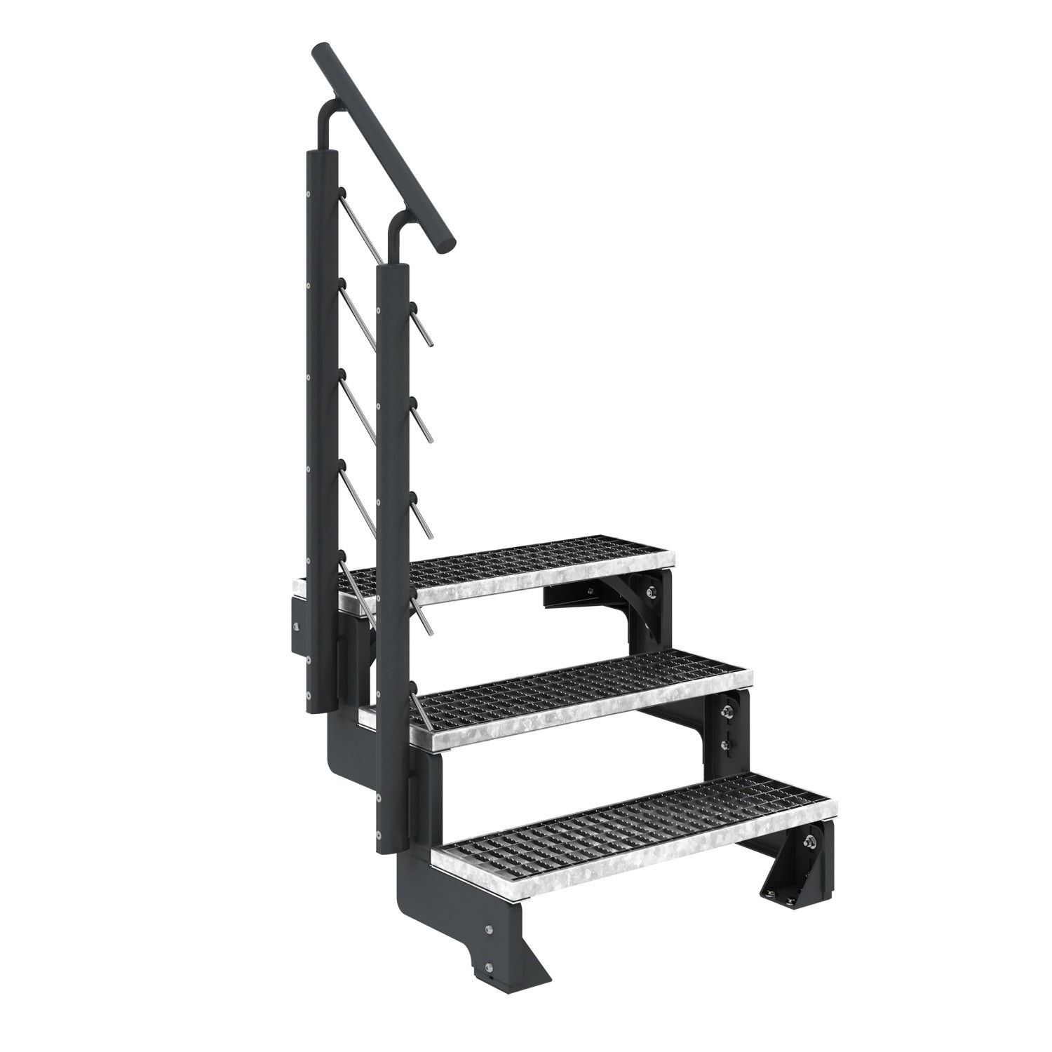 Dolle Außentreppe Gardentop Anthrazit 3 Gitterroststufe 80 cm inkl. Gelände günstig online kaufen