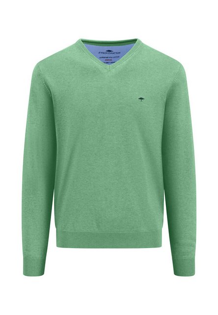 FYNCH-HATTON Strickpullover V-Neck, Superfine turf green günstig online kaufen