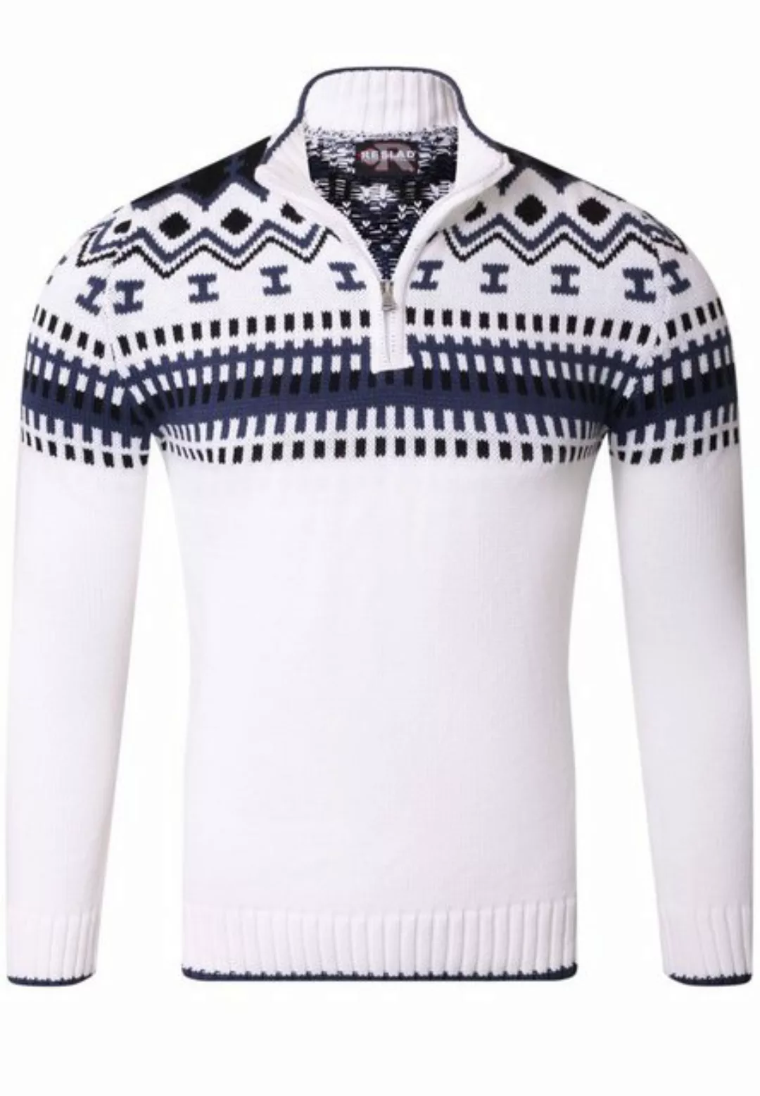 Reslad Strickpullover Reslad Herren Strickpullover Crewneck Zipper Norweger günstig online kaufen