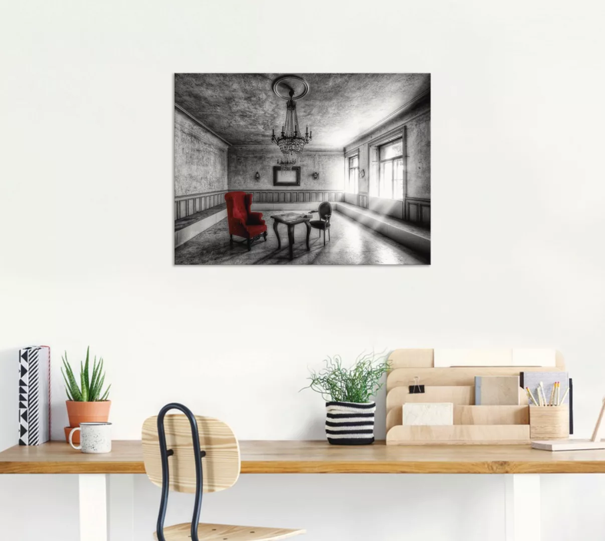 Artland Wandbild »Lost Place - Roter Sessel«, Architektonische Elemente, (1 günstig online kaufen