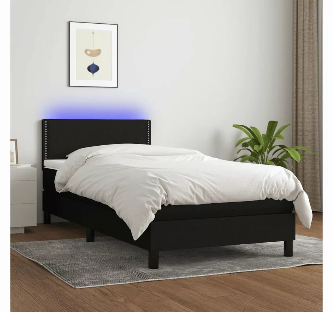 vidaXL Boxspringbett Boxspringbett mit Matratze LED Schwarz 80x200 cm Stoff günstig online kaufen