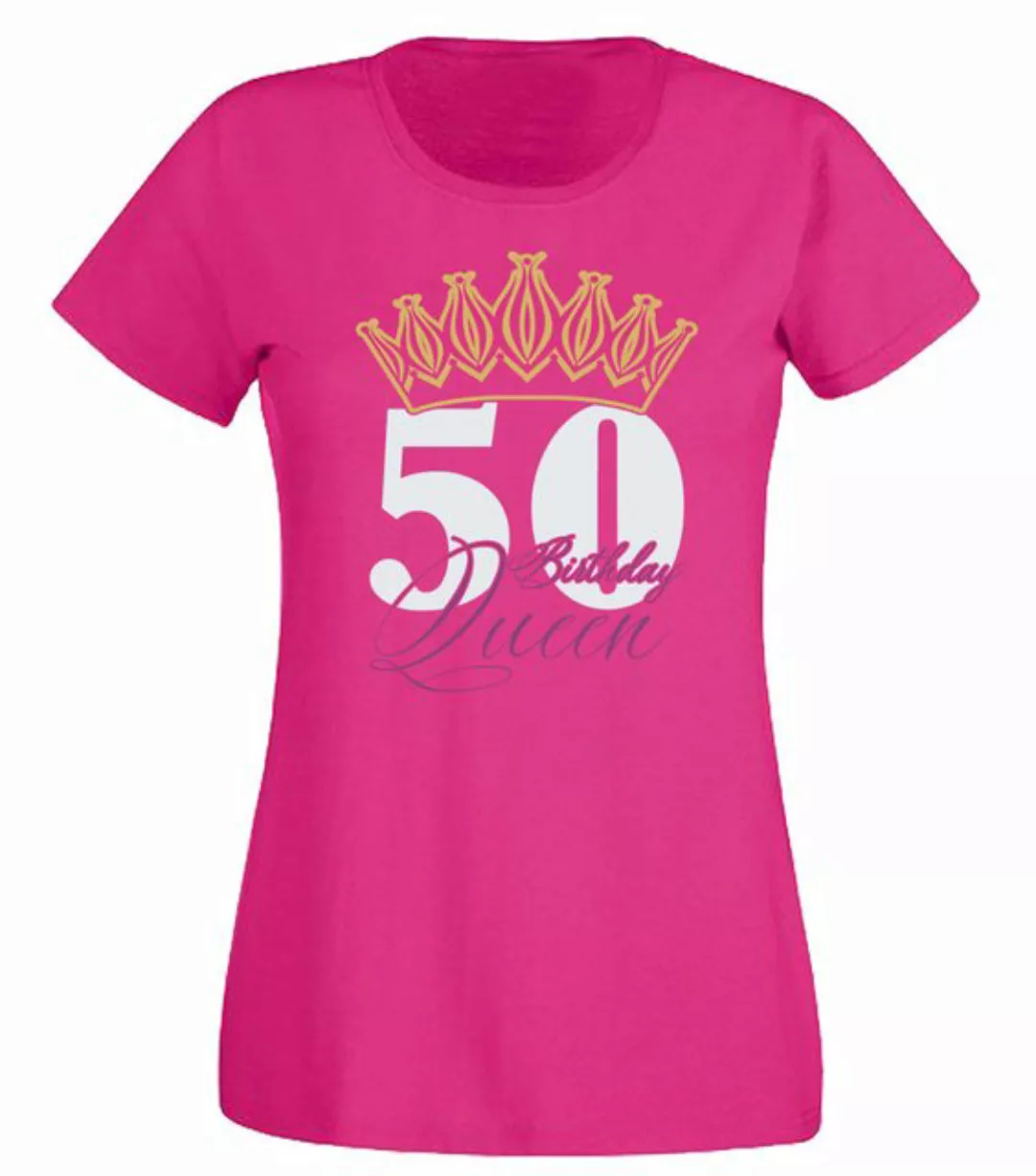 G-graphics T-Shirt 50 – Birthday Queen Slim-fit Damen T-Shirt mit Motiv zum günstig online kaufen