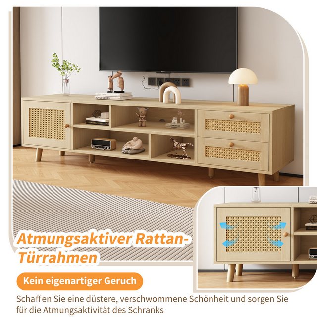 MODFU TV-Schrank Lowboard Unterschrank (2 Schubladen, 1 Tür,für 70-Zoll-Fer günstig online kaufen