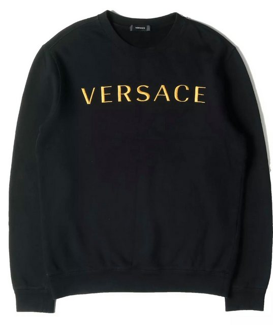 Versace Sweatshirt Stickerei Gold Logo Pullover Gebürstetes Stoff Teil der günstig online kaufen