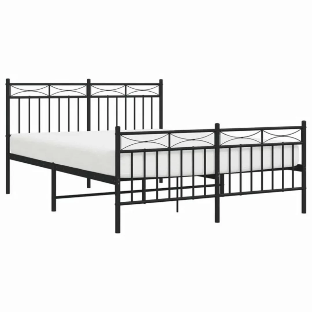 vidaXL Bettgestell Bettrahmen mit Kopf- und Fußteil Metall Weiß 140x190 cm günstig online kaufen