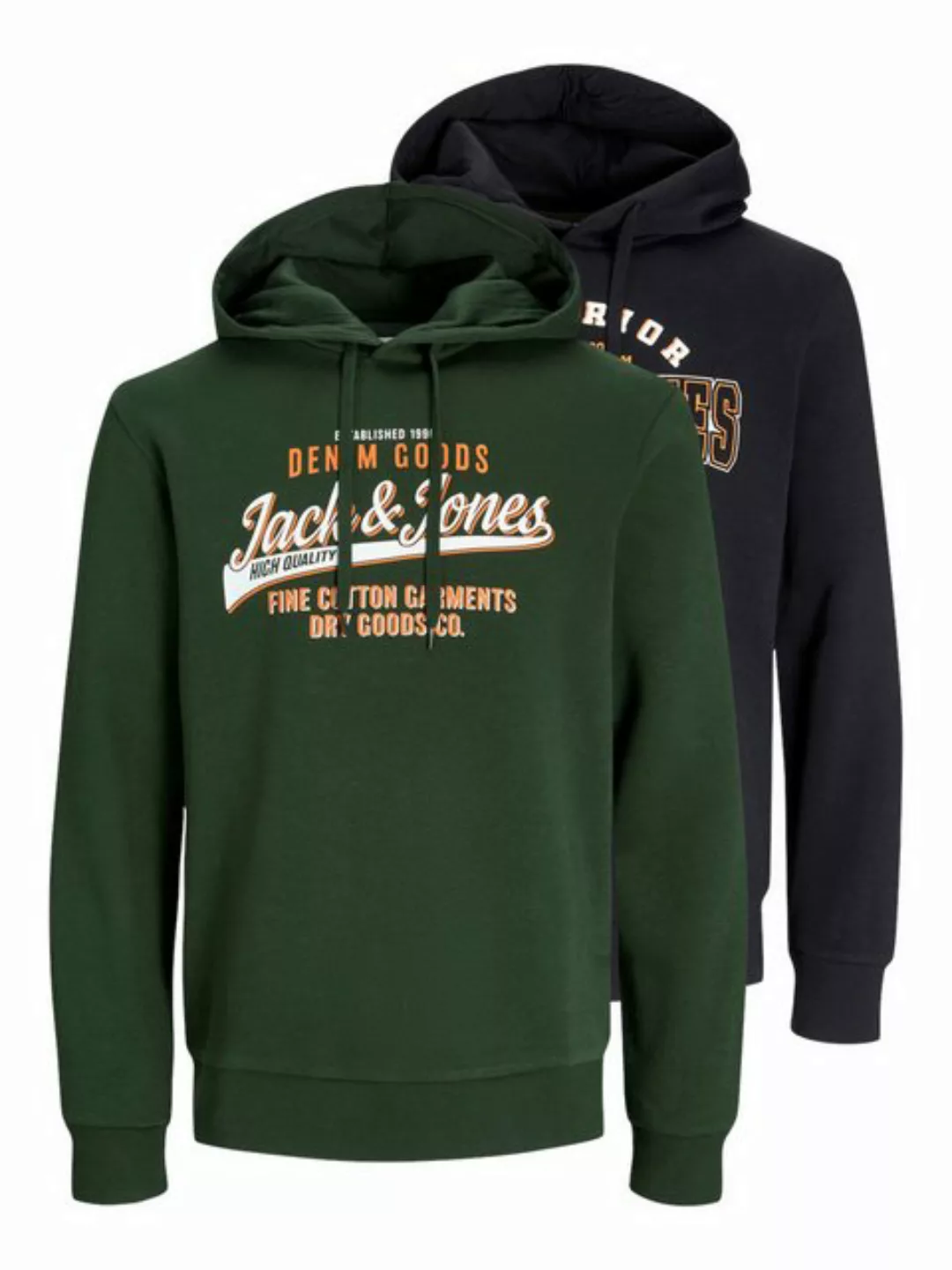 Jack & Jones Kapuzensweatshirt JJELOGO SWEAT HOOD 2 COL 24/25 2PK MP (Packu günstig online kaufen