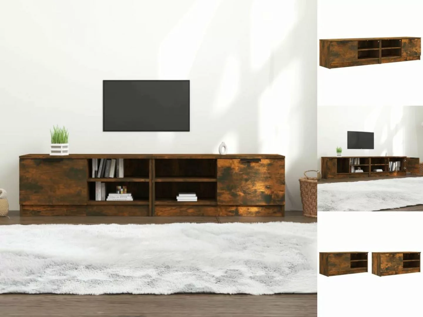 vidaXL TV-Schrank TV-Schränke 2 Stk Räuchereiche 80x35x36,5 cm Holzwerkstof günstig online kaufen