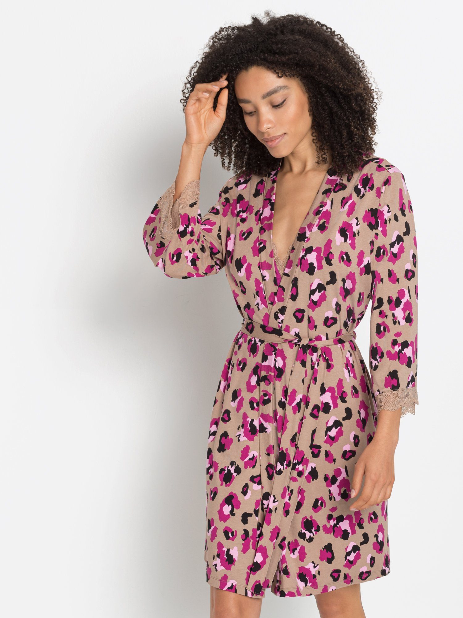 LASCANA Kimono, Midilänge, Viskose, Kimono-Kragen, mit günstig online kaufen