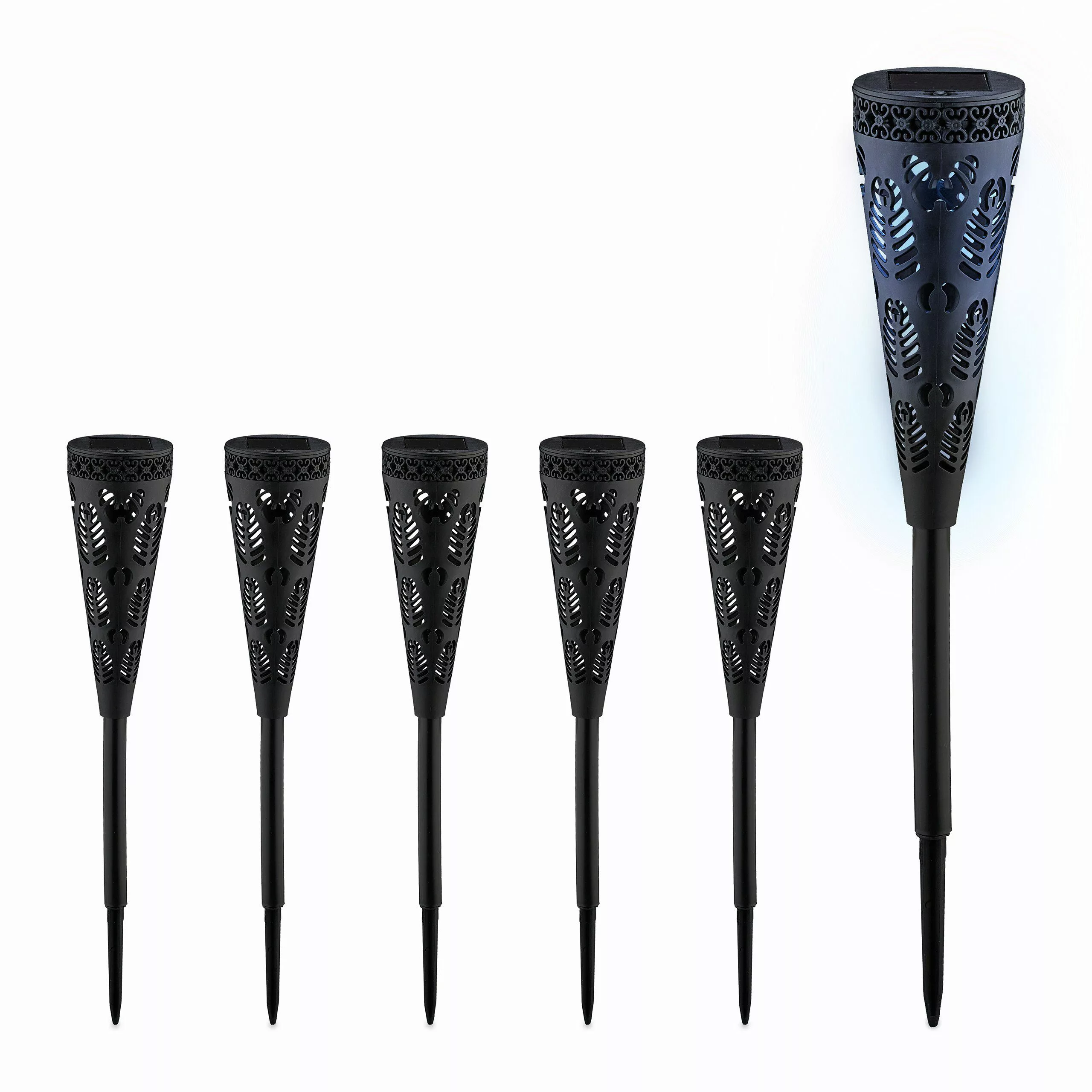 relaxdays LED Solarleuchte Solarlampen-Set mit Lichteffekt, günstig online kaufen