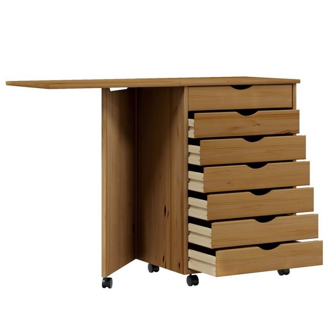 vidaXL Aktenschrank Rollschrank mit Schreibtisch MOSS Honigbraun Massivholz günstig online kaufen