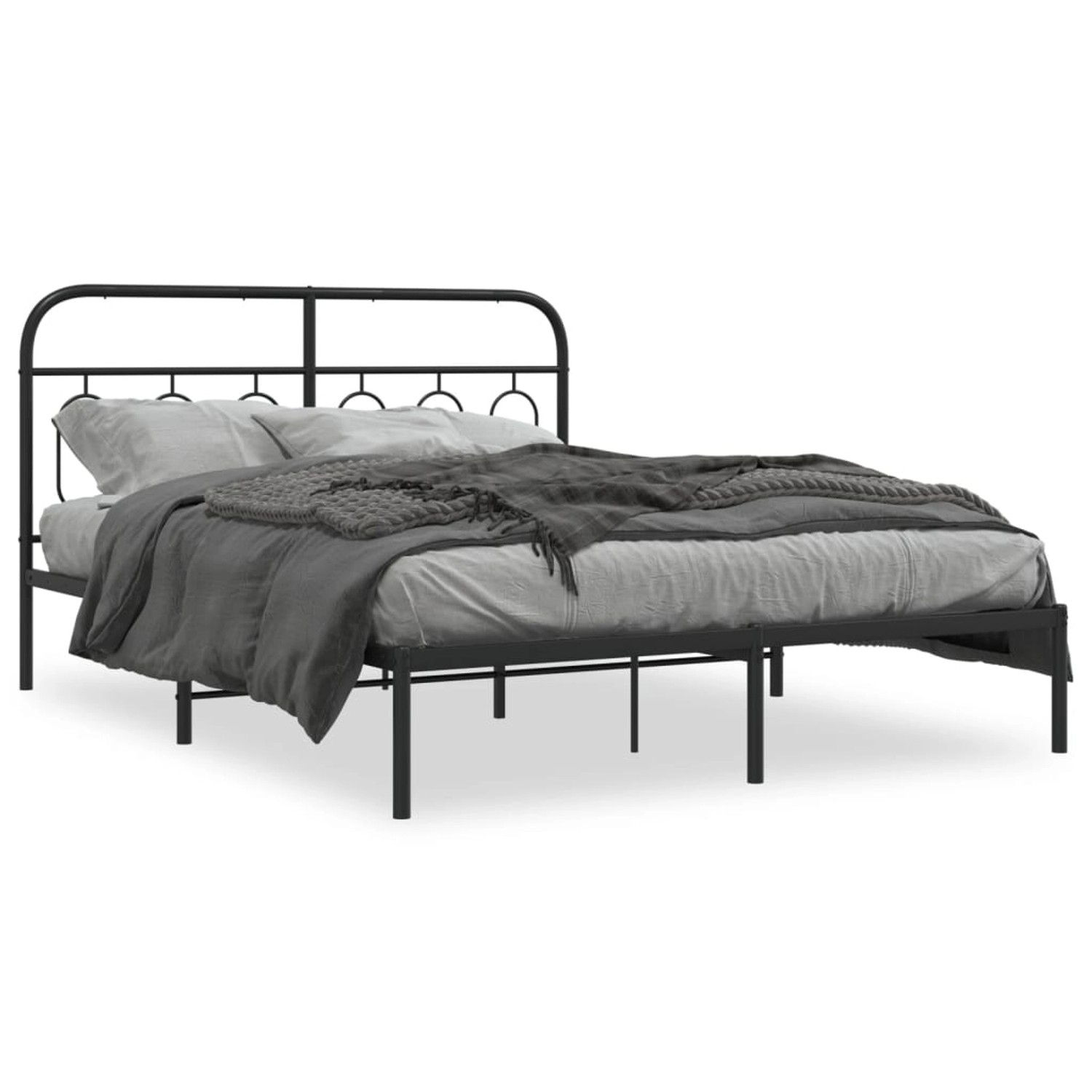 vidaXL Bettgestell mit Kopfteil Metall Schwarz 140x200 cm Modell 62101129 günstig online kaufen