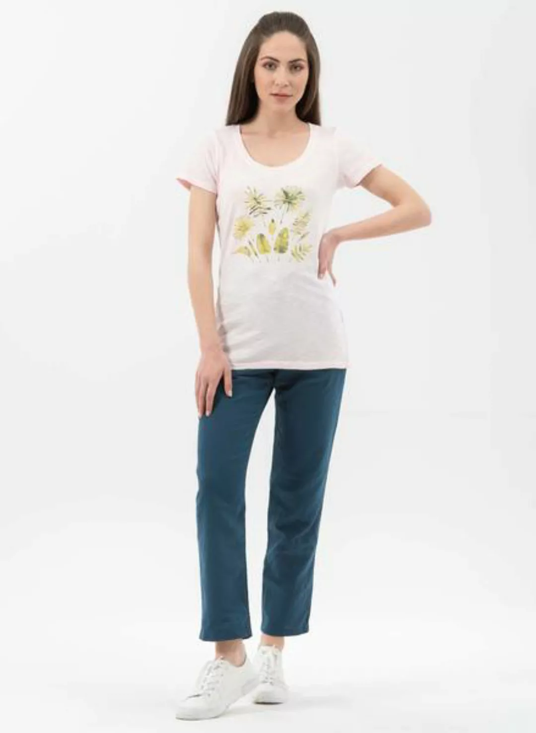 Garment Dyed T-shirt Aus Bio-baumwolle Mit Blatt-print günstig online kaufen