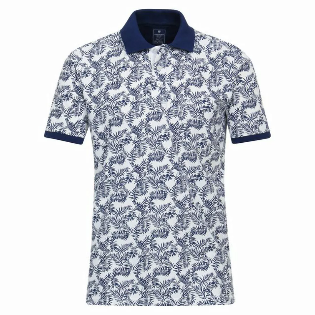 Redmond Poloshirt Große Größen Herren Poloshirt blau-weiß Alloverprint flor günstig online kaufen