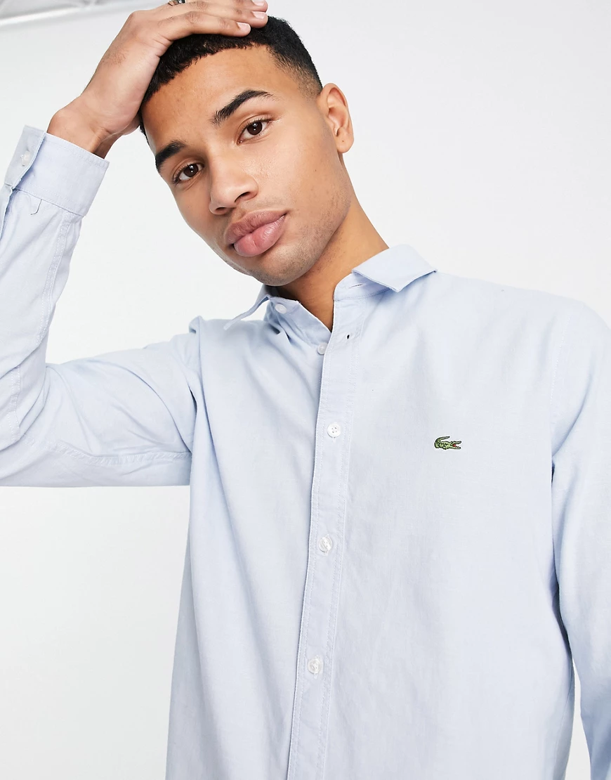 Lacoste – Langärmliges Denim-Hemd-Blau günstig online kaufen