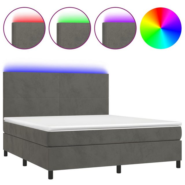 vidaXL Boxspringbett Boxspringbett mit Matratze & LED Samt (180 x 200 cm, D günstig online kaufen